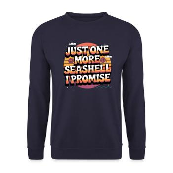 Nur noch eine Muschel, das verspreche ich Retro-Mu - Unisex Pullover - Navy - Vorne - Alina (178cm) & Michal (187cm)