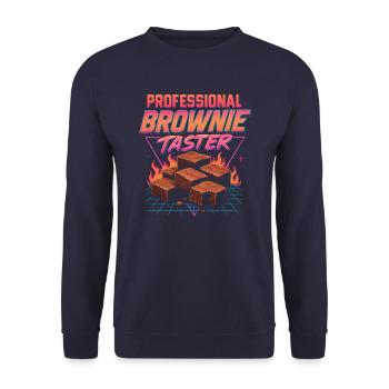 Professioneller Brownie-Verkoster Brownie - Unisex Pullover - Navy - Vorne - Alina (178cm) & Michal (187cm)