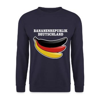 Bananenrepublik Deutschland Satire - Unisex Pullover - Navy - Vorne - Alina (178cm) & Michal (187cm)