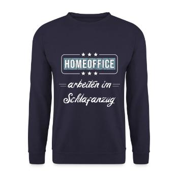 Homeoffice arbeiten im Schlafanzug - Unisex Pullover - Navy - Vorne - Alina (178cm) & Michal (187cm)