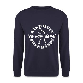 Kindheit ohne Handy - Ich war dabei - Unisex Pullover - Navy - Vorne - Alina (178cm) & Michal (187cm)