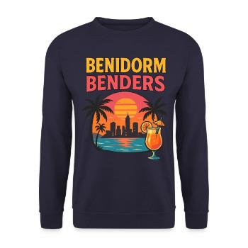 Benidorm Benders Retro Party Design - Unisex Sweatshirt - navy - Front - Alina (178cm) & Michal (187cm)