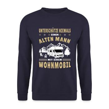 Herren Camping Design Wohnmobil Alter Mann Spruch - Unisex Pullover - Navy - Vorne - Alina (178cm) & Michal (187cm)