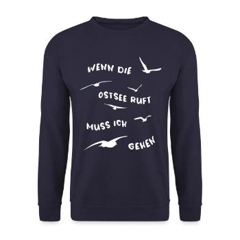 Wenn die Ostsee ruft muss ich gehen - Unisex Pullover - Navy - Vorne - Alina (178cm) & Michal (187cm)