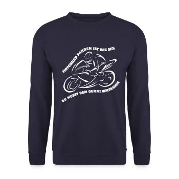 Motorrad fahren ist wie Sex - Unisex Pullover - Navy - Vorne - Alina (178cm) & Michal (187cm)