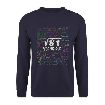 Root of 81 = 9th Birthday - Gift - Unisex Sweatshirt - navy - Front - Alina (178cm) & Michal (187cm)