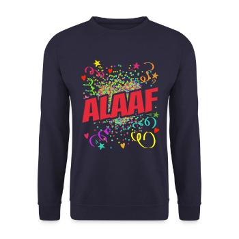 Alaaf Herz - Fasching - Karneval - Verkleidung - Unisex Pullover - Navy - Vorne - Alina (178cm) & Michal (187cm)