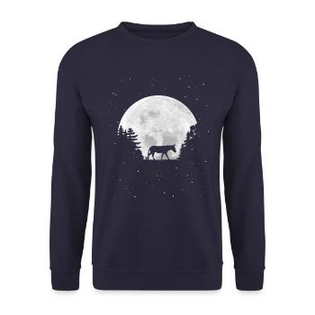 Vollmond - Nacht - Esel Silhouette - Unisex Pullover - Navy - Vorne - Alina (178cm) & Michal (187cm)