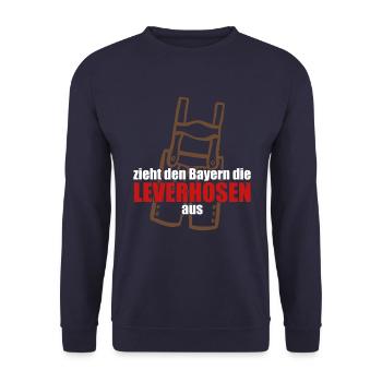 Zieht den Bayern die Leverhosen aus - Unisex Pullover - Navy - Vorne - Alina (178cm) & Michal (187cm)