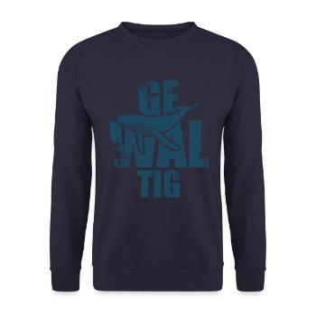 Gewaltig Wal - Buckelwal - Meeressäuger - Geschenk - Unisex Pullover - Navy - Vorne - Alina (178cm) & Michal (187cm)