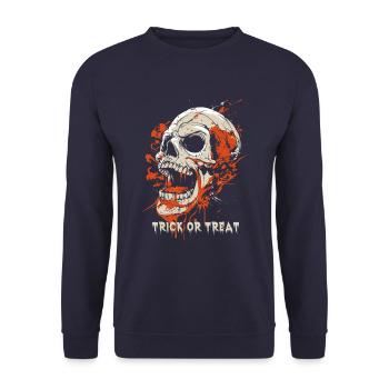 Halloween - Trick or Treat - Costume de crâne - Sweat-shirt Unisexe - marine - Devant - Alina (178cm) & Michal (187cm)