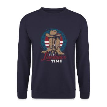 It's Linedance Time - Country Fan - Gift - Unisex Sweatshirt - navy - Front - Alina (178cm) & Michal (187cm)
