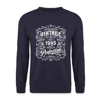 Vintage 1995 Edition Limitée Rétro Anniversaire - Sweat-shirt Unisexe - marine - Devant - Alina (178cm) & Michal (187cm)