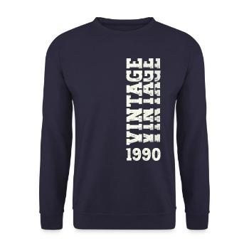 33rd Birthday Man Vintage 1990 Vintage - Unisex Sweatshirt - navy - Front - Alina (178cm) & Michal (187cm)