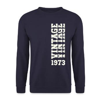 50th Birthday Man Vintage 1973 Vintage - Unisex Sweatshirt - navy - Front - Alina (178cm) & Michal (187cm)