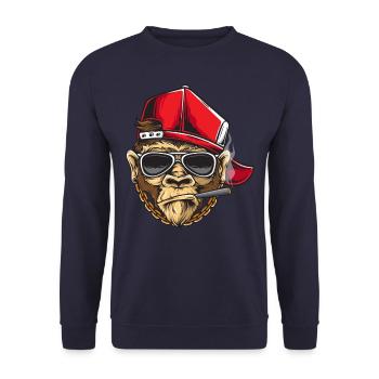 Cool Casual Baseball Cap Monkey T-Shirt Gift - Unisex Sweatshirt - navy - Front - Alina (178cm) & Michal (187cm)