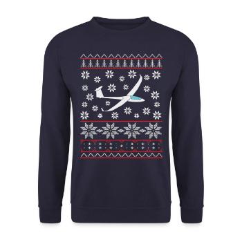 ugly christmas segelflug Segelflieger Discus - Unisex Pullover - Navy - Vorne - Alina (178cm) & Michal (187cm)