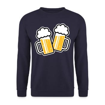 2 Clinking Beer Glasses For A Cheer! (3C) - Unisex Sweatshirt - navy - Front - Alina (178cm) & Michal (187cm)