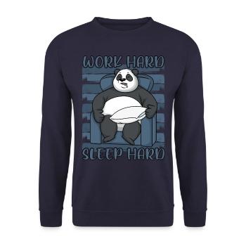 Panda Working Hard Sleeping Hard Funny Sayings - Unisex Sweatshirt - navy - Front - Alina (178cm) & Michal (187cm)