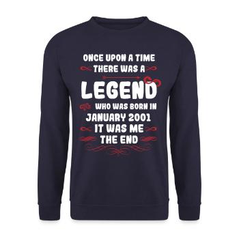 Il était une fois une légende. Janvier 2001 Anniversaire - Sweat-shirt Unisexe - marine - Devant - Alina (178cm) & Michal (187cm)