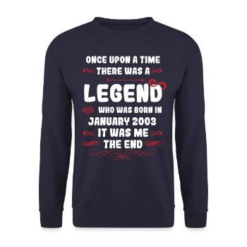 Il était une fois une légende. Janvier 2003 Anniversaire - Sweat-shirt Unisexe - marine - Devant - Alina (178cm) & Michal (187cm)