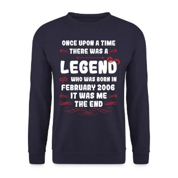 Es war einmal eine Legende. Februar 2006 Geburtsta - Unisex Pullover - Navy - Vorne - Alina (178cm) & Michal (187cm)