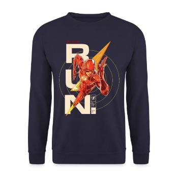 The Flash Écriture RUN. - Sweat-shirt Unisexe - marine - Devant - Alina (178cm) & Michal (187cm)