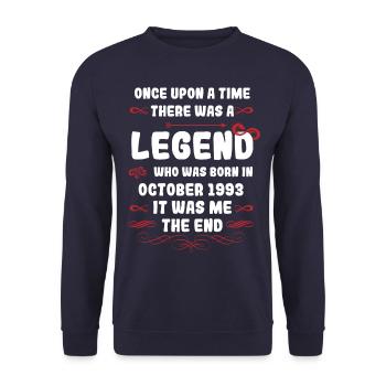 Es war einmal eine Legende. Oktober 1993 Geburtsta - Unisex Pullover - Navy - Vorne - Alina (178cm) & Michal (187cm)