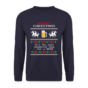 Time for Beer X-Mas - Unisex Pullover - Navy - Vorne - Alina (178cm) & Michal (187cm)