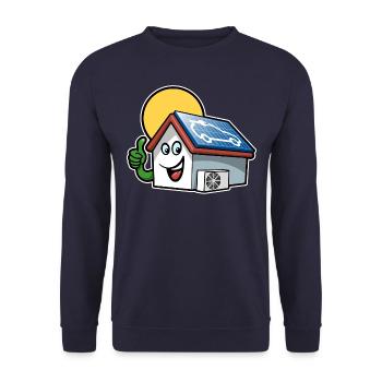 Erneuerbare Energie - Solarzelle - Wärmepumpe - Unisex Pullover - Navy - Vorne - Alina (178cm) & Michal (187cm)