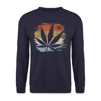 Cannabis - Hanf - Kiffen legal - Retro - Unisex Pullover - Navy - Vorne - Alina (178cm) & Michal (187cm)