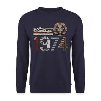 Édition Limitée Vintage, RDA, 1974 Anniversaire - Sweat-shirt Unisexe - marine - Devant - Alina (178cm) & Michal (187cm)