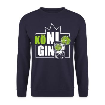 Kö-ni-Gin - die Gin Königin - Wortspiel - Unisex Pullover - Navy - Vorne - Alina (178cm) & Michal (187cm)