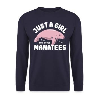 Just a girl who loves Manatees - Unisex Pullover - Navy - Vorne - Alina (178cm) & Michal (187cm)