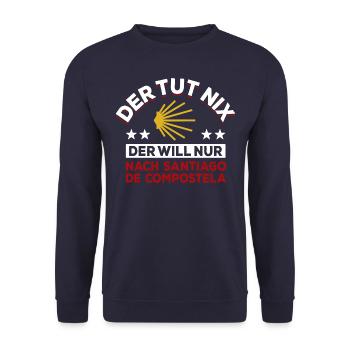 Der tut nix der will nur Santiago de Compostela - Unisex Pullover - Navy - Vorne - Alina (178cm) & Michal (187cm)