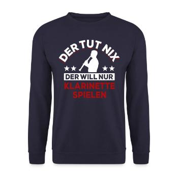 Der tut nix der will nur Klarinette spielen - Unisex Pullover - Navy - Vorne - Alina (178cm) & Michal (187cm)