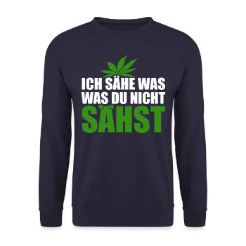 Cannabis, Ich sähe was was du nicht sähst, Hanf - Unisex Pullover - Navy - Vorne - Alina (178cm) & Michal (187cm)