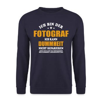 Fotograf - ich kann Dummheit nicht reparieren - Unisex Pullover - Navy - Vorne - Alina (178cm) & Michal (187cm)