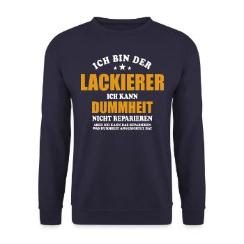 Lackierer - ich kann Dummheit nicht reparieren - Unisex Pullover - Navy - Vorne - Alina (178cm) & Michal (187cm)