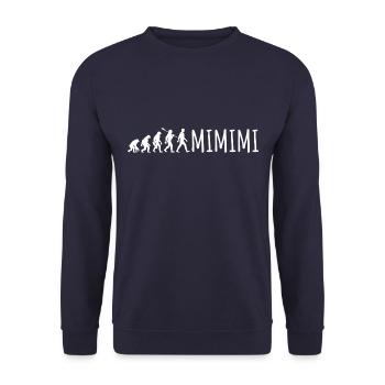 Ich höre immer nur Mimimi - Evolution Spruch - Unisex Pullover - Navy - Vorne - Alina (178cm) & Michal (187cm)