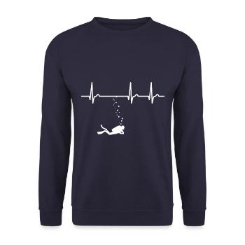 ECG curve - heart curve - pulse diving - diving - Unisex Sweatshirt - navy - Front - Alina (178cm) & Michal (187cm)