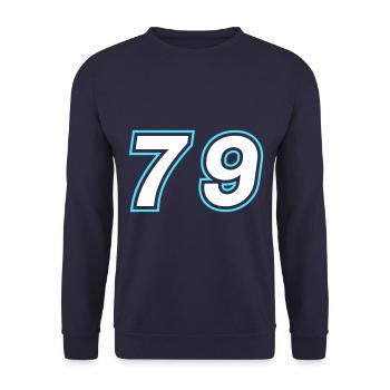 79 Zahl Symbol - Unisex Pullover - Navy - Vorne - Alina (178cm) & Michal (187cm)