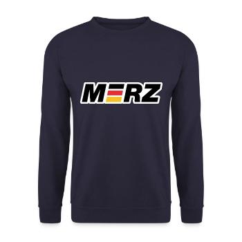 Merz - Kanzler - Kanzlerkandidat - Deutschland - Unisex Pullover - Navy - Vorne - Alina (178cm) & Michal (187cm)