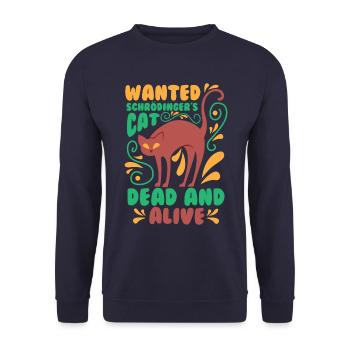 Schrödingers Katze T-Shirt - Katzen TShirt Physik - Unisex Pullover - Navy - Vorne - Alina (178cm) & Michal (187cm)
