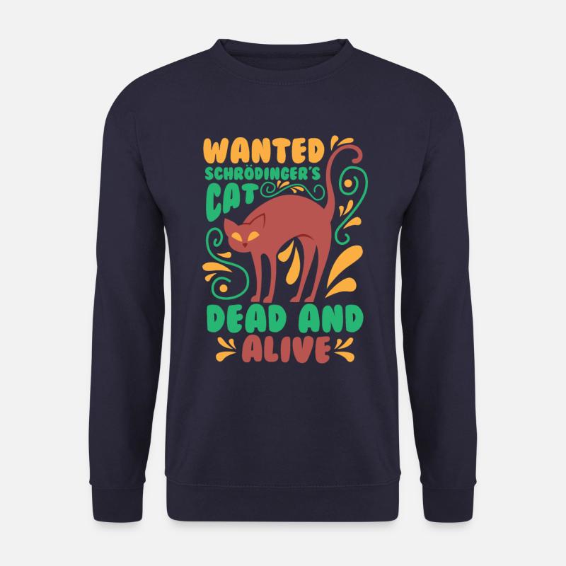 Schrödingers Katze T-Shirt - Katzen TShirt Physik - Unisex Pullover - Navy
