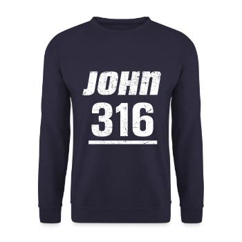 John 316 Jochanes Evangelium Christentum Kirche - Unisex Pullover - Navy - Vorne - Alina (178cm) & Michal (187cm)