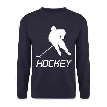 Eishockey Eishockeyspiel Eishockeyspieler Hockey - Unisex Pullover - Navy - Vorne - Alina (178cm) & Michal (187cm)