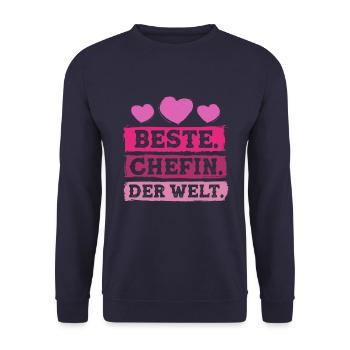 Beste Chefin der Welt - Unisex Pullover - Navy - Vorne - Alina (178cm) & Michal (187cm)