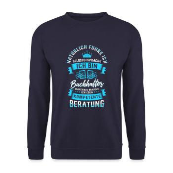 Buchhalterin Spruch - Unisex Pullover - Navy - Vorne - Alina (178cm) & Michal (187cm)