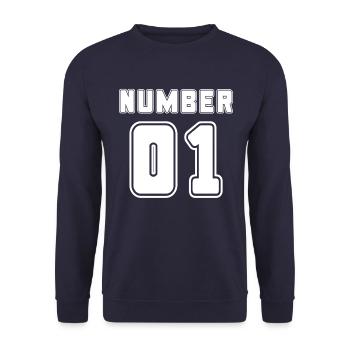 Number 1 - Unisex Sweatshirt - navy - Front - Alina (178cm) & Michal (187cm)